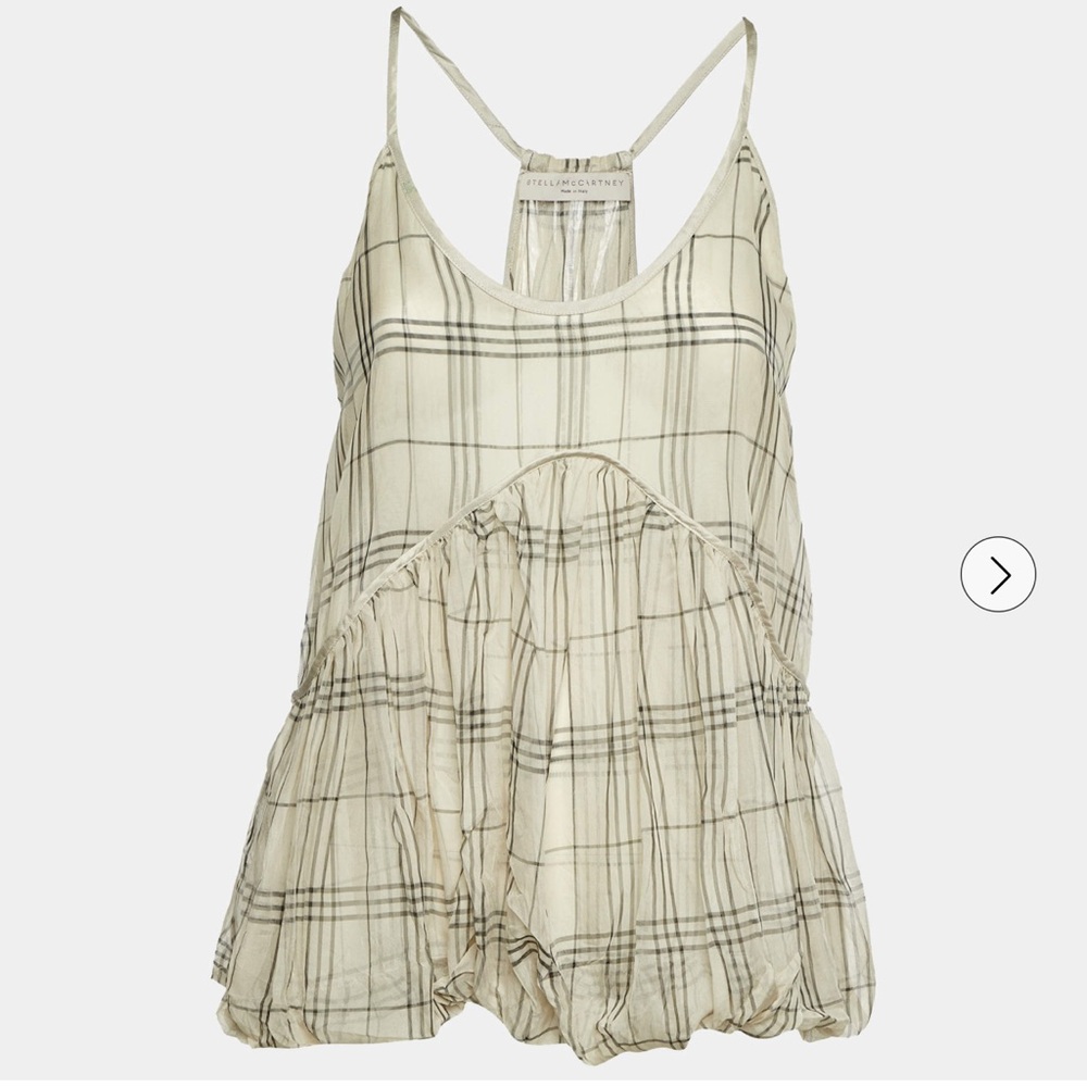 2008 Stella McCartney runway 100% silk cream check bubble cami